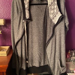 Grey lace zip up hoodie